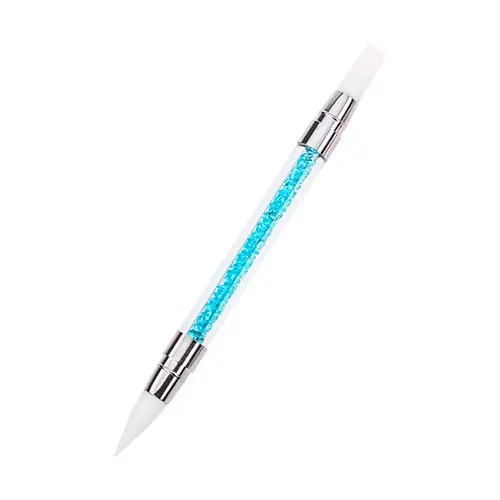 Nail art pen with silicone tip and blue stones