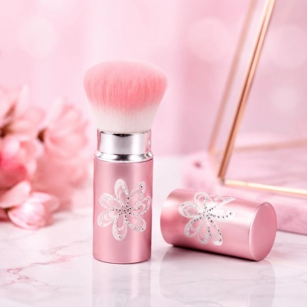 Closable dust removing brush for nail - light pink