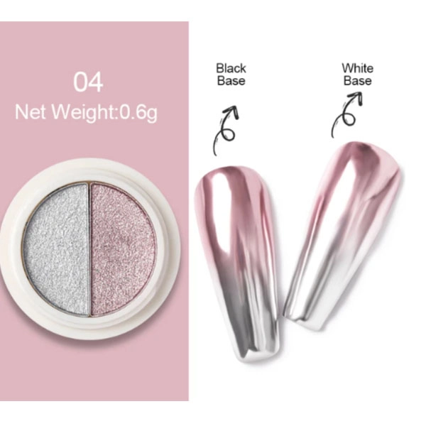 Powder Chrome Effect – no. 04, silver and pink