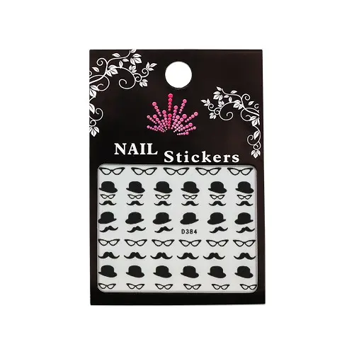Water decals with black motif of hat, glasses, moustache –  D384