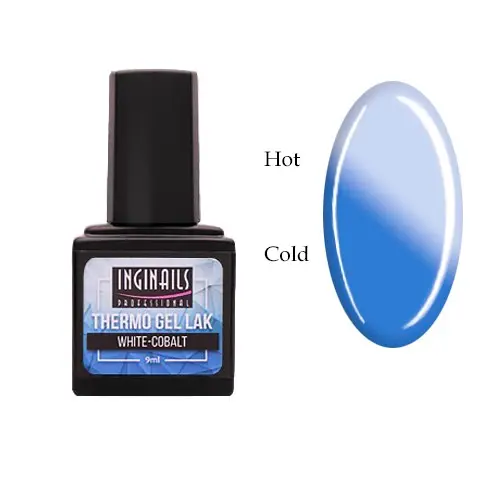 Coloured thermo gel polish Inginails Professional - White-Cobalt