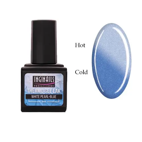 Coloured thermo gel polish Inginails Professional - White Pearl-Blue