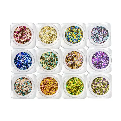 Nail art kit – 12pcs – circles in metallic colour