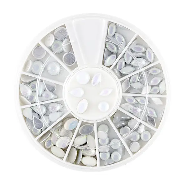 Nail art decorations - rhinestones mix - white with coloured reflection