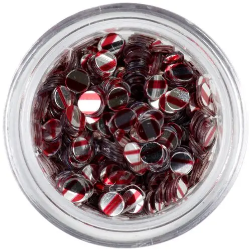 Sequins - silver, red stripes