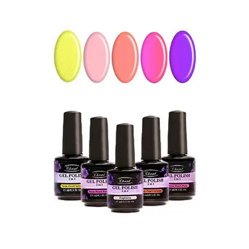 Kit of 5 high-quality gel nail polishes 2in1 - pearlescent