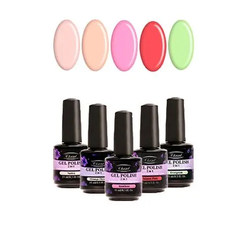 Kit of 5 high-quality gel nail polishes 2in1 - pastel