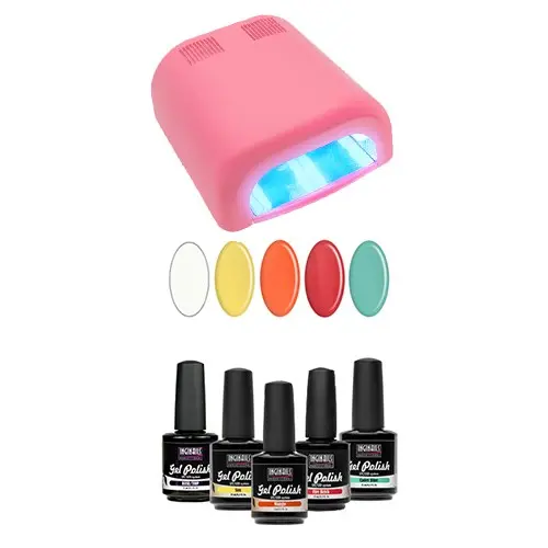UV/LED system – sample set 5x15ml + 4-bulb pink lamp 36W
