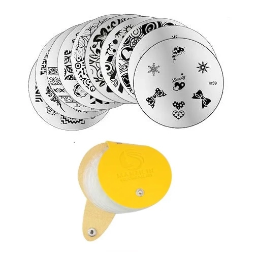 Set of 10pcs of stamping templates and case for stamping nail plates