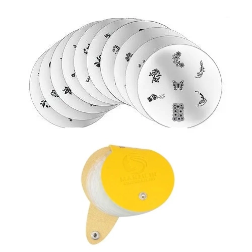 Set of 10pcs of stamping templates and case for stamping nail plates