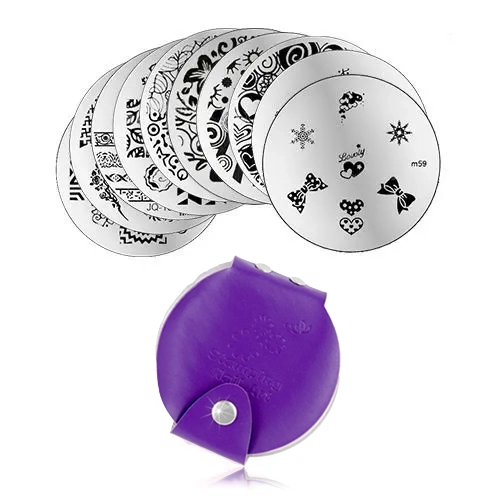Set of 10pcs of stamping templates and case for stamping nail plates