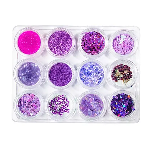 Nail art kit 12pcs - violet colour