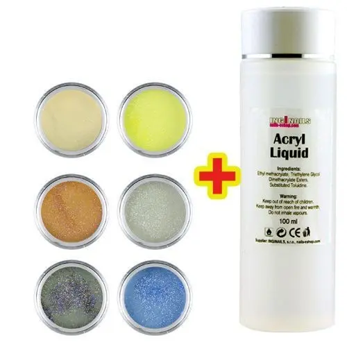 Glitter Colour I. set Inginails 6pcs + Acryl Liquid 100ml FREE