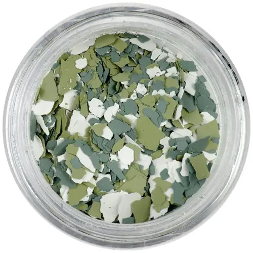 Randomly shaped confetti flakes - white, green, grey