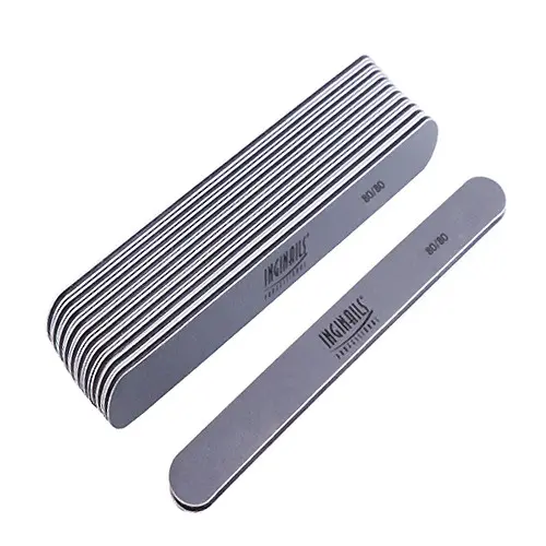 10pcs – Inginails Professional Nail file, grey board with black centre, washable and disinfectant friendly 80/80