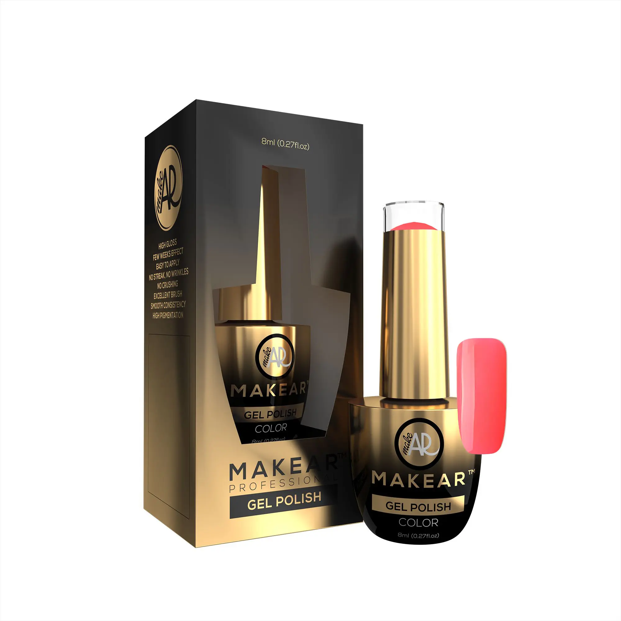 Makear Colour gel nail polish – Neon bubble gum pink – N10, 8ml