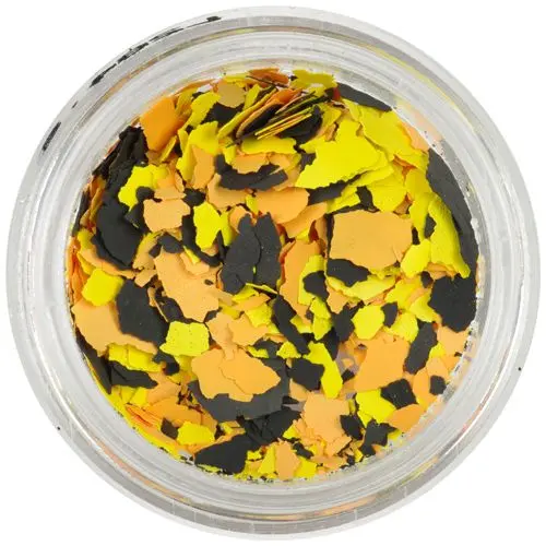 Randomly shaped large confetti - yellow, orange, black
