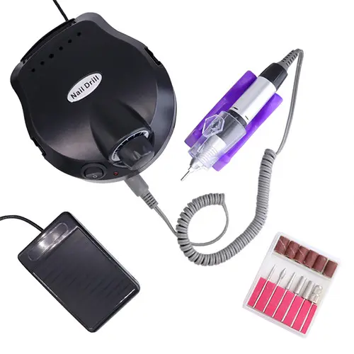 Nail drill with rotation speed control – black