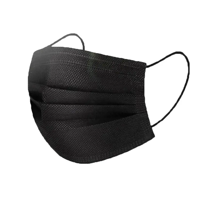 Face mask with an elastic band – black, 3-layers