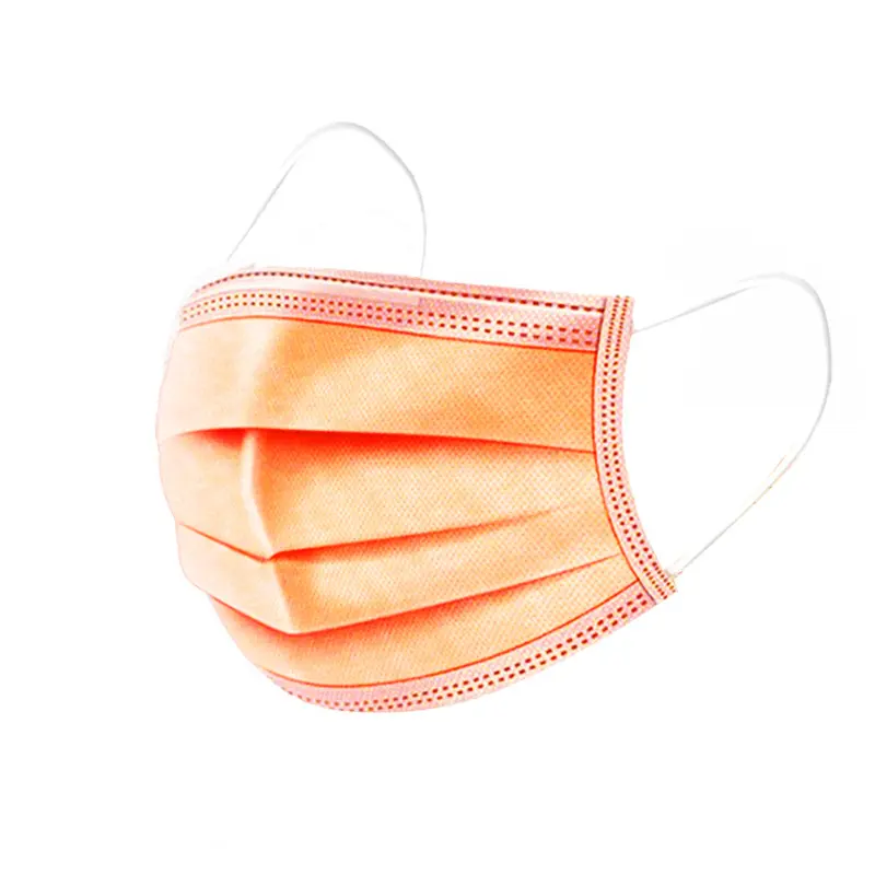 Face mask with an elastic band - orange, 3-layer