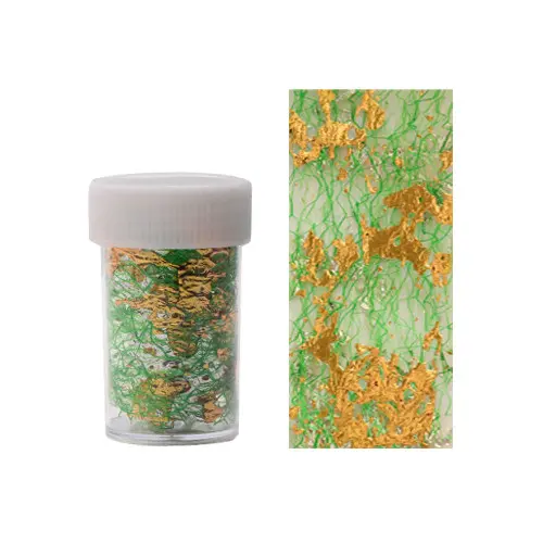 Decorative nail foil - gold with green net