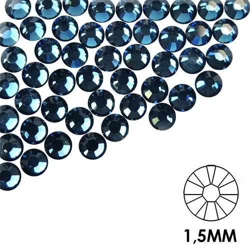 Decorative nail stones - 1,5 mm - blue, 50 pcs