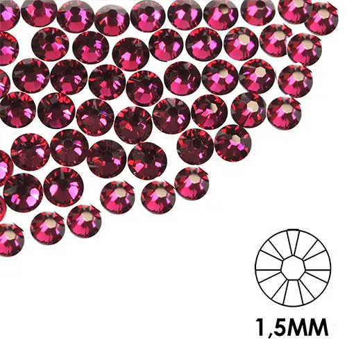 Decorative nail stones - 1,5 mm - cyclamen pink, 50 pcs
