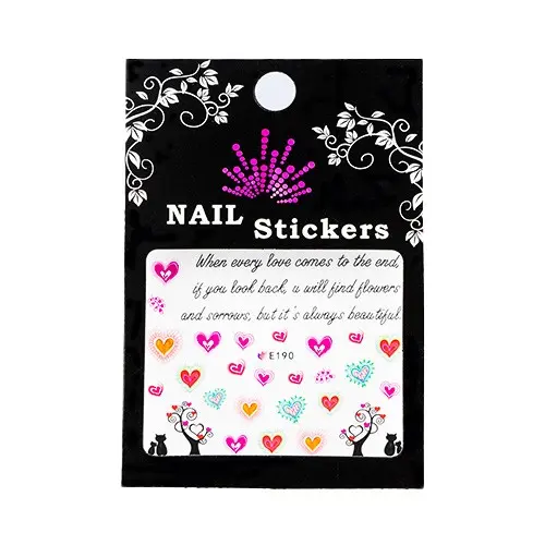 Nail stickers – a colourful heart, a quote, cats, trees