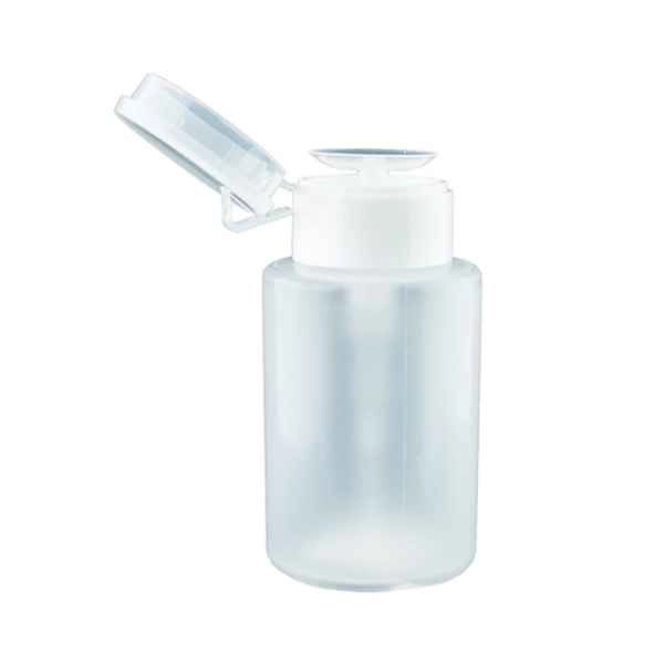 Pump dispenser with plastic seal for liquids