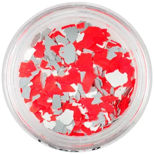 Randomly shaped large confetti - white, neon orange, grey