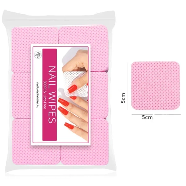 Nail polish remover cotton wipes - pink, 300pcs