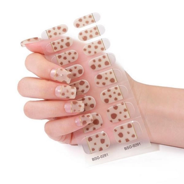 Gel semi-hardened stickers - beige, set