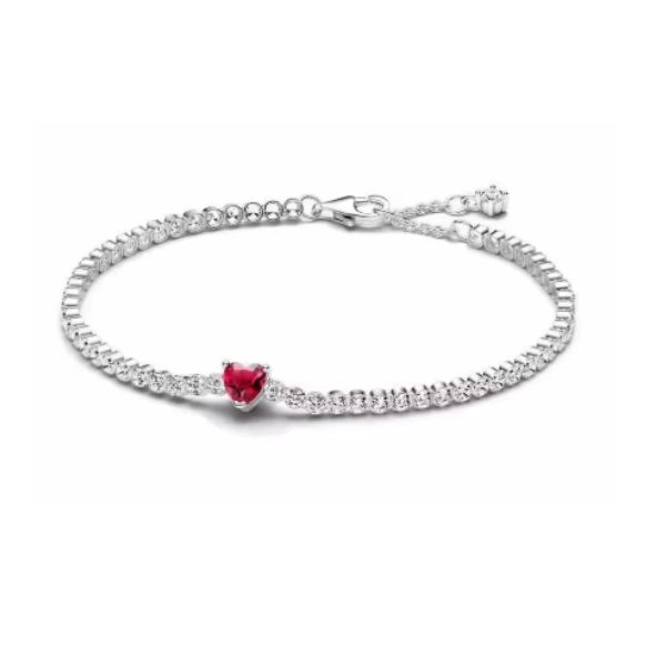 Bracelet with rhinestones, red heart