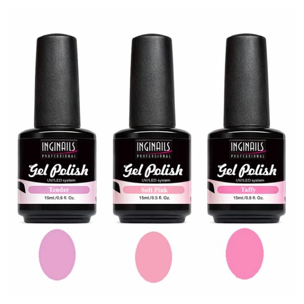 Set of colored gel polishes, 3 pcs.