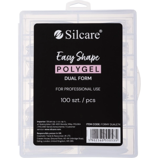 Silcare Dual Form Easy Shape Polygel - Almond, Clear 100pcs