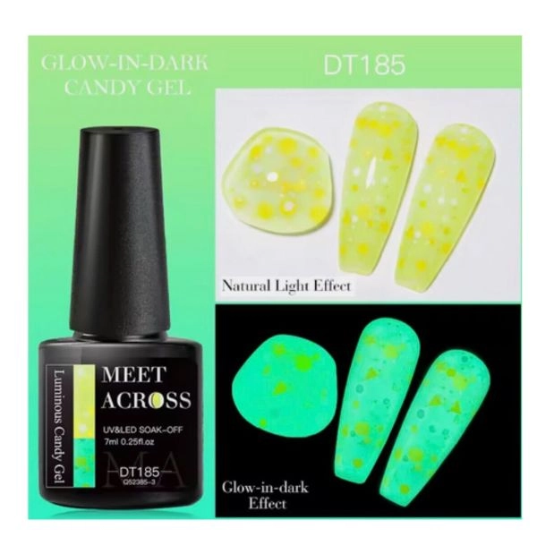 UV/LED gel polish Glow in the Dark Candy Gel DT185, 7ml