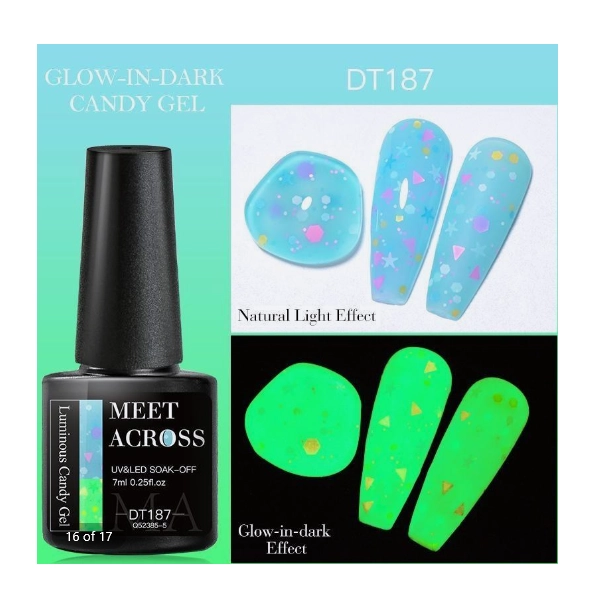 UV/LED gel polish Glow in the Dark Candy Gel DT187, 7ml