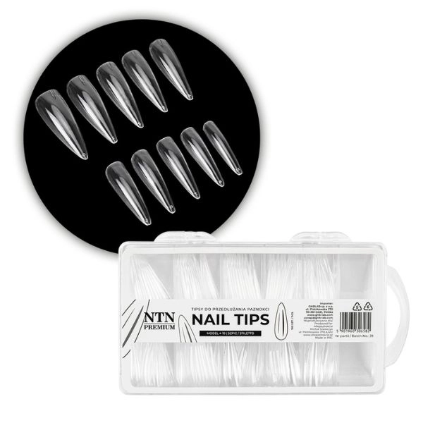 NTN Premium Stiletto Nail Tips, 100pcs - Transparent