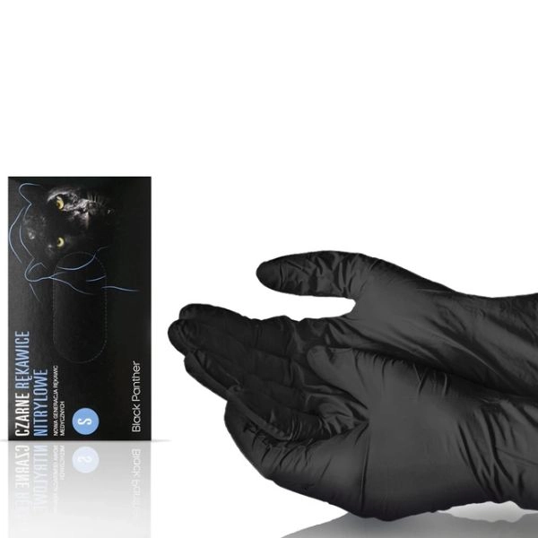 Nitrile gloves Black Panther S, 100pcs - black