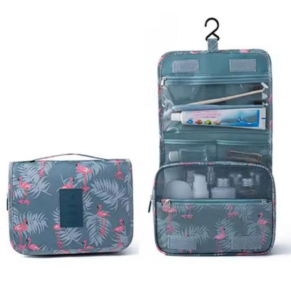 Travel cosmetic bag Flamingo, blue