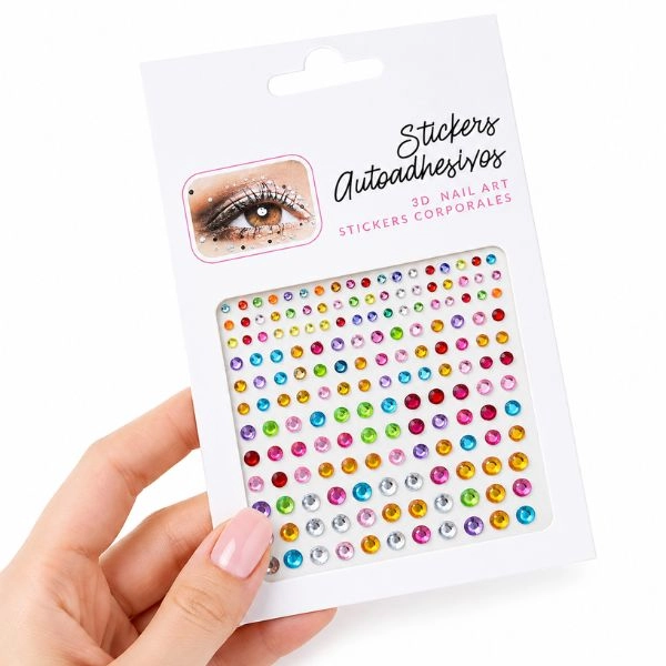 Adhesive gems for eyes and face, colored