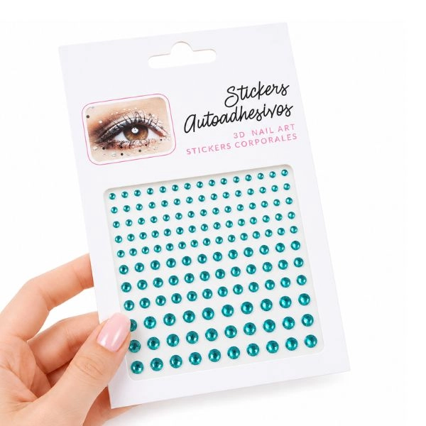 Adhesive gems for eyes and face, blue