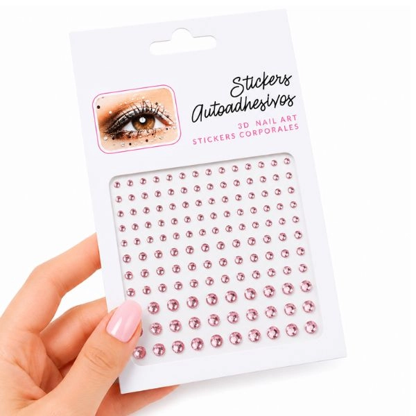 Adhesive gems for eyes and face, light pink