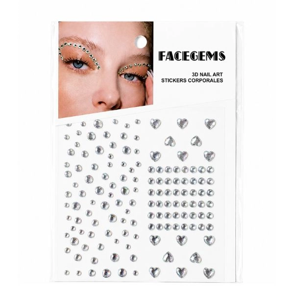 Adhesive gems for eyes and face, round hearts
