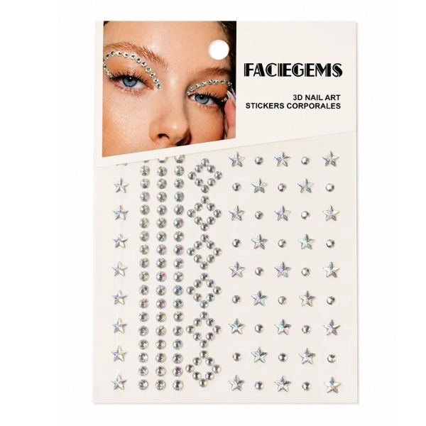 Adhesive gems for eyes and face - silver stars