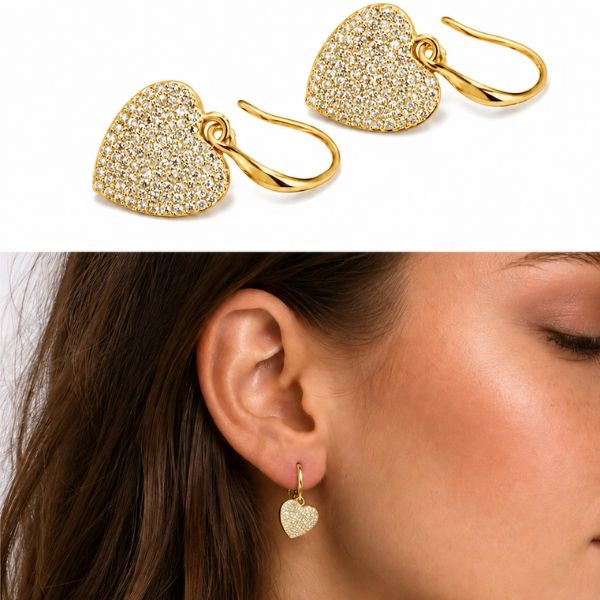 Earrings - hearts, gold colour