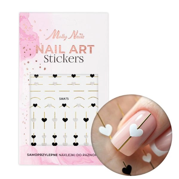 Nail stickers - White hearts SWA75