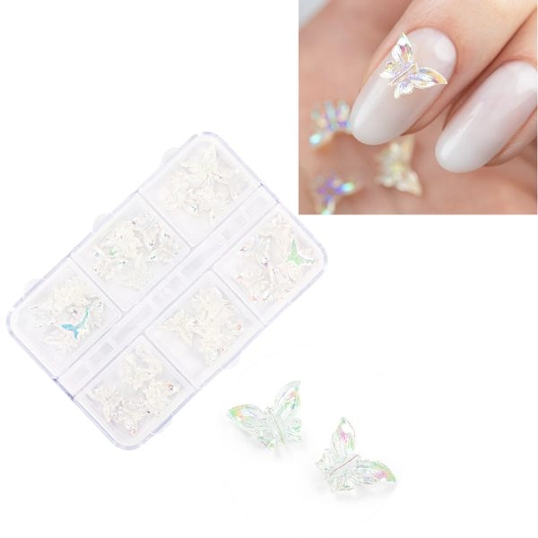 3D nail decorations, box - butterflies, 36 pcs