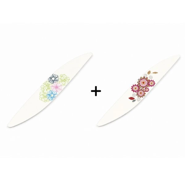 Nail File – Wave-Shaped with Floral Design, 100/180 + 80/80 Grit, BUY 1 GET 1 FREE.