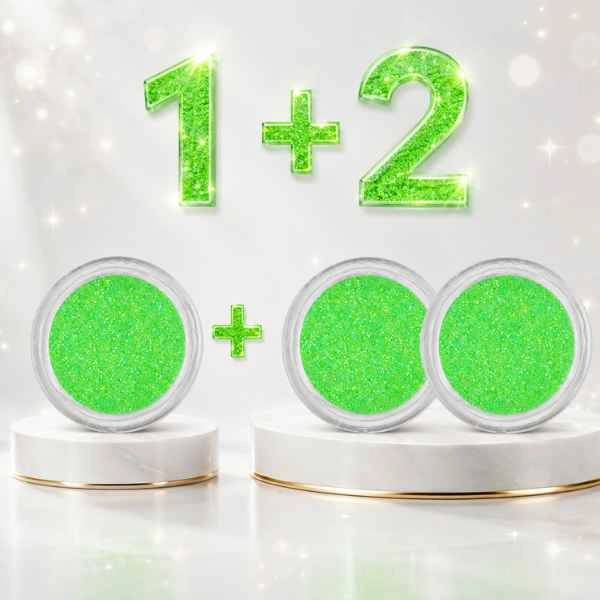 Light green glitter dust powder - 1+2 FREE